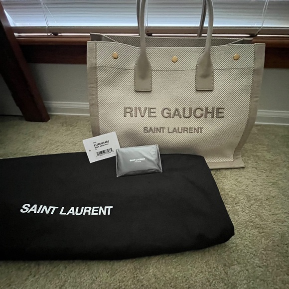 NWT Saint Laurent Rive Gauche Tote Bag (Sea Salt, size small) - Picture 4 of 7